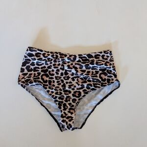 Leopard Print High-Waist Girls' Swim Bottoms - Pink/Black